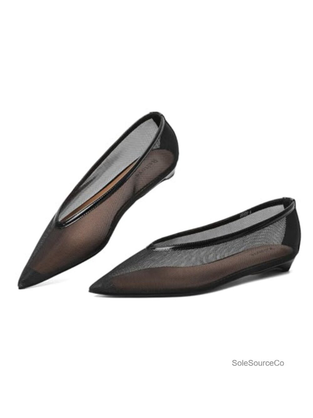 Pointed Toe Ballet Flats Mesh Faux Leather Slip-On Work Dressy Comfortable